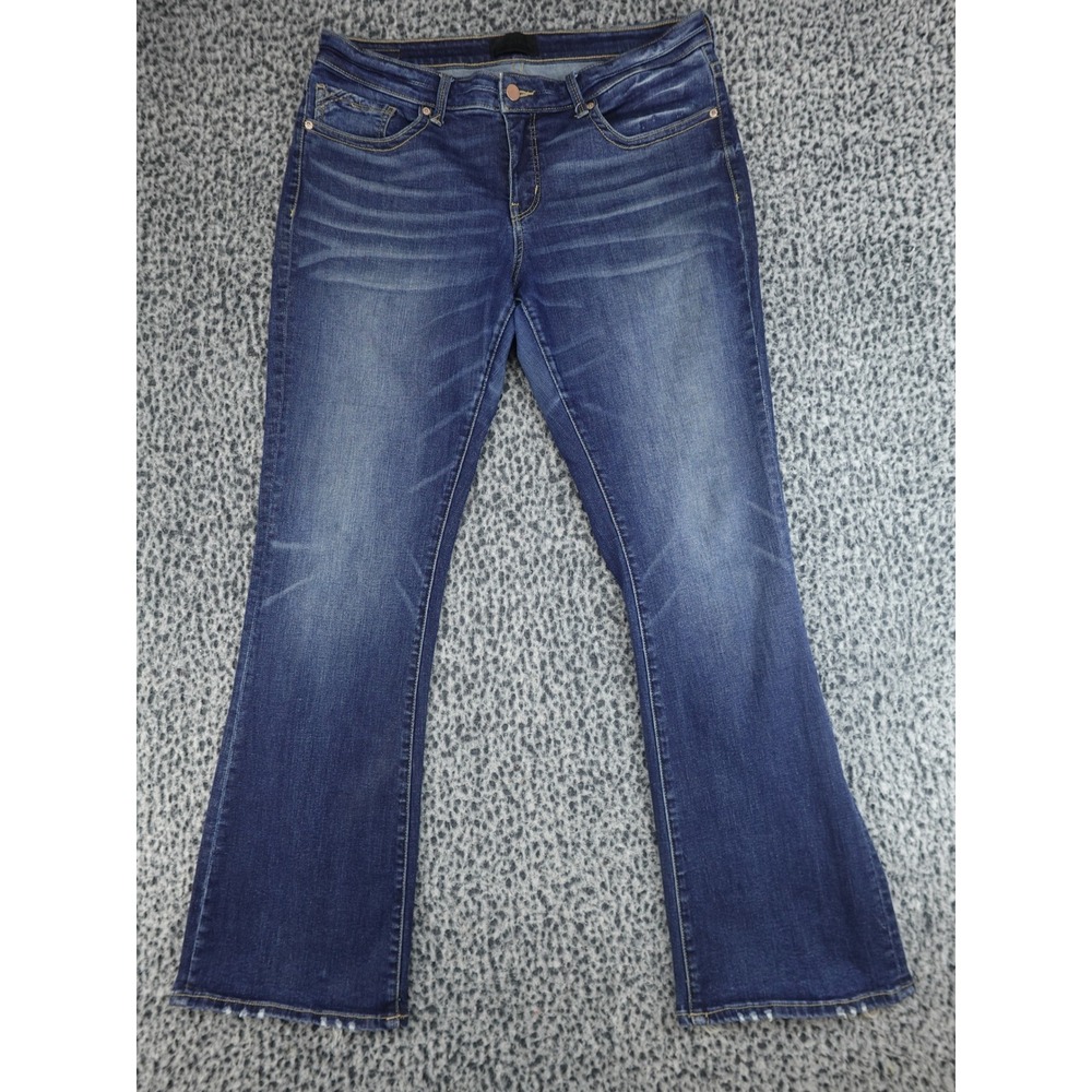Buckle Black Bootcut Jeans Womens 32 Dark Wash Blue Distressed Mid Rise